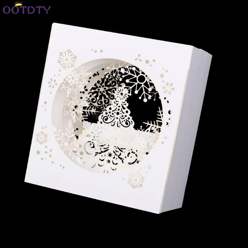 

Handmade 3D Pop Up Tree Box Snowflake Greeting Holiday Card Merry Christmas Gift