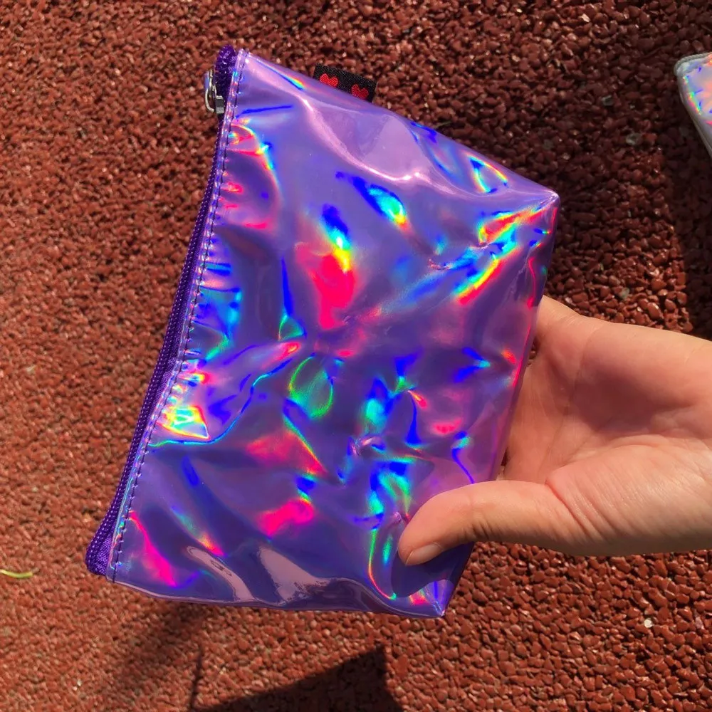 

Laser Cosmetic Bag Fashion Holographic Pencil Case Cosmetic Makeup Pouch Laser Zipper Purse Bag Toiletry Cases C528
