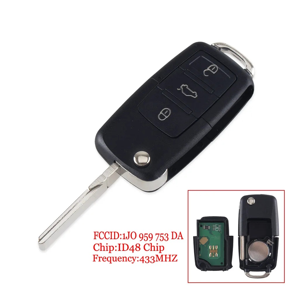 KEYYOU 2/3/4 кнопки флип dolding дистанционного брелок 434 МГц ID48 чип для VW Beetle Bora Golf Passat Polo SKODA Octavia Superb Yeti
