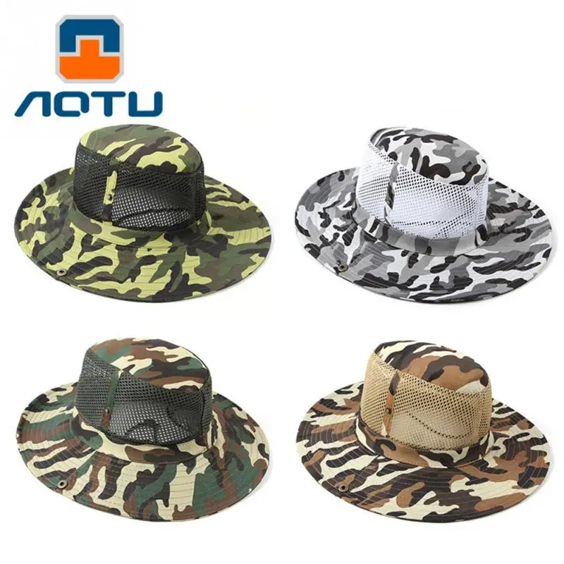 

Top Quality Fishing Hats Wear-resistant Ventilation Cooling Breathable Cotton Camouflage Jungle Hat Outdoor Sun Fishing Hat**