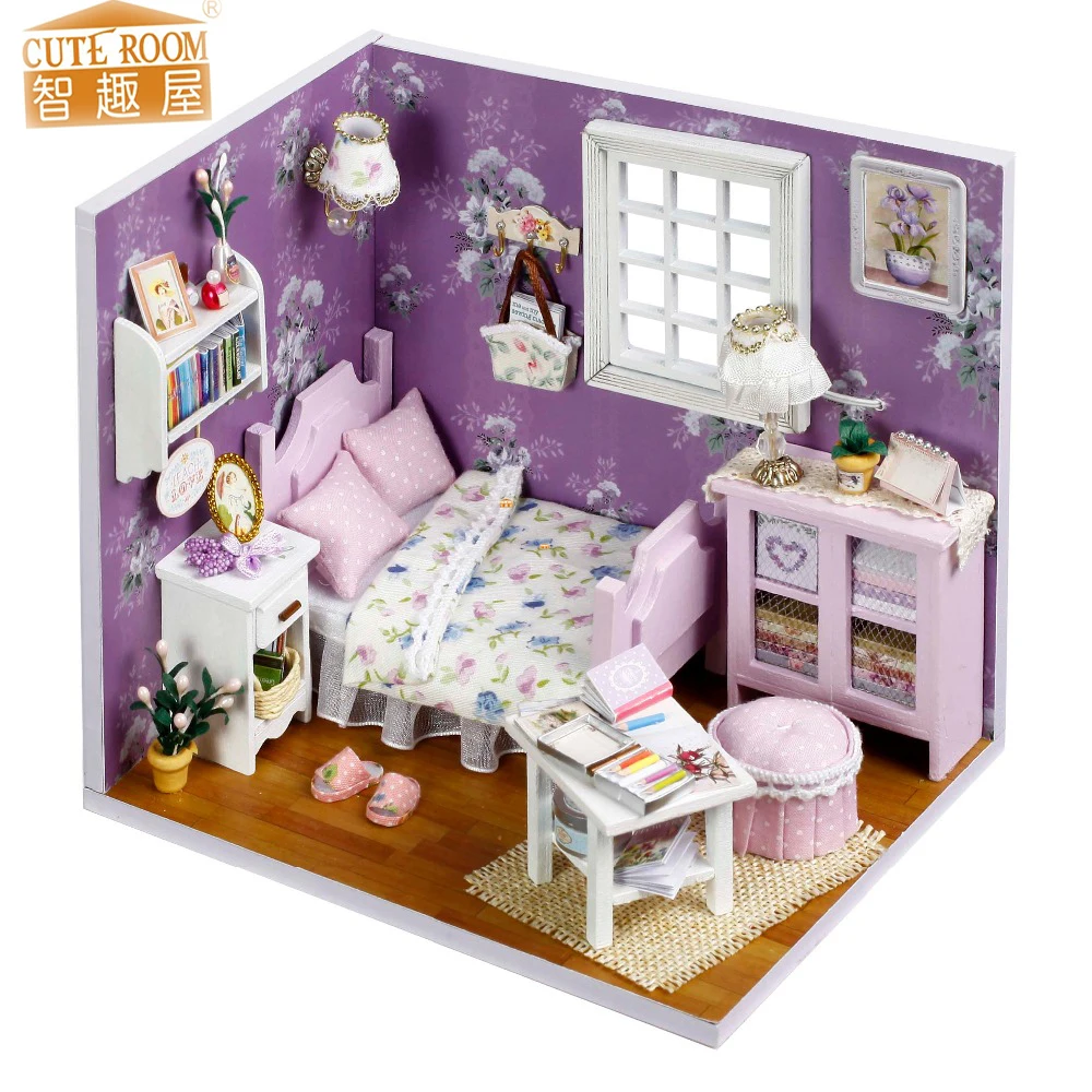 

Furniture DIY Doll House Wodden Miniatura Doll Houses Furniture Kit Mini DIY Dollhouse Toys For Children gift H001