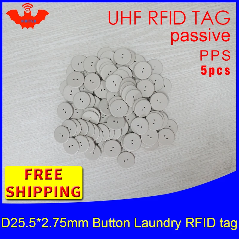 

UHF RFID tag laundry PPS button washable 915mhz 868mhz 860-960MHZ Higgs3 EPC 6C 5pcs free shipping smart card passive RFID tags