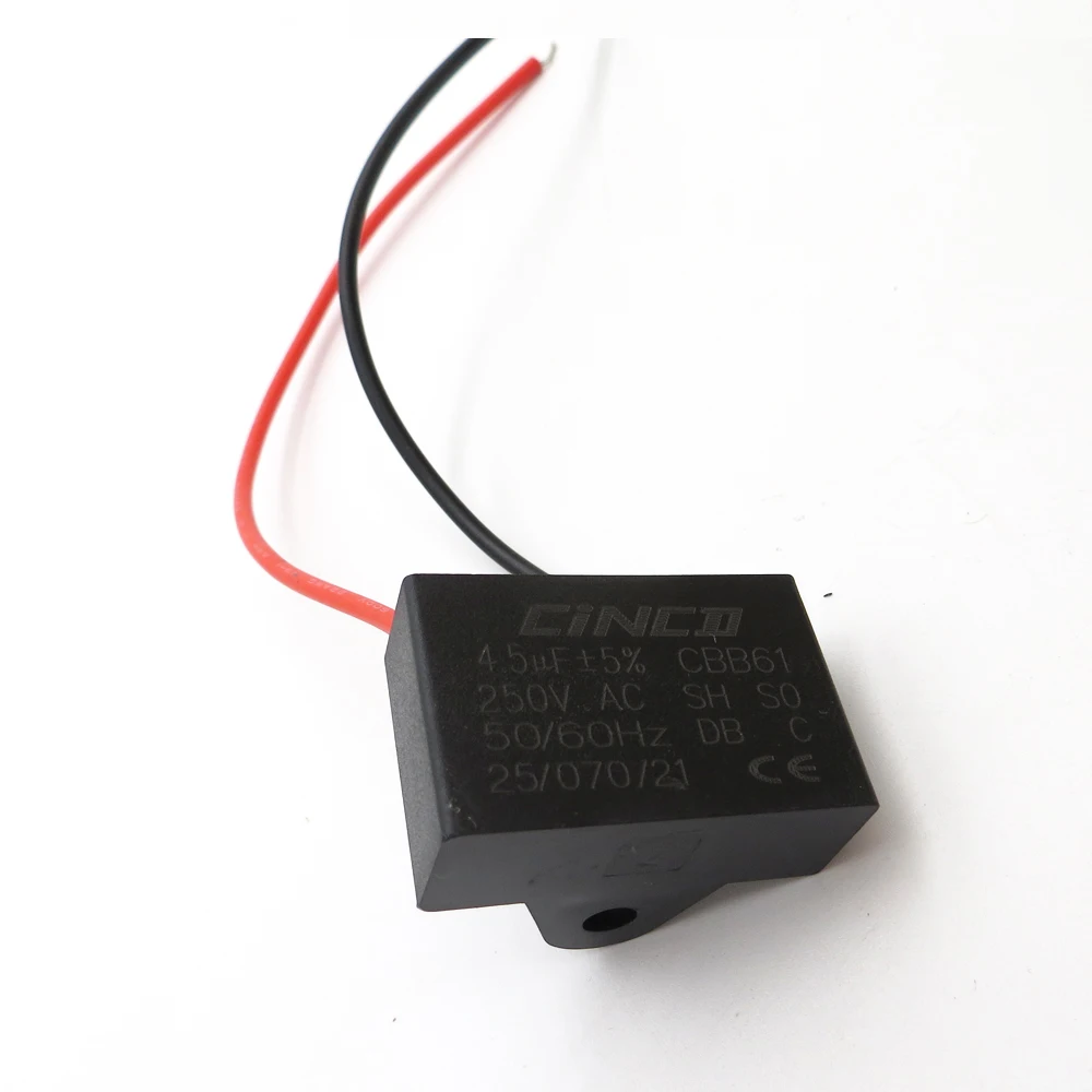 CBB61 4 5 мкФ 250V 2 провода КОНДЕНСАТОР моторного двигателя Электрический конденсатор