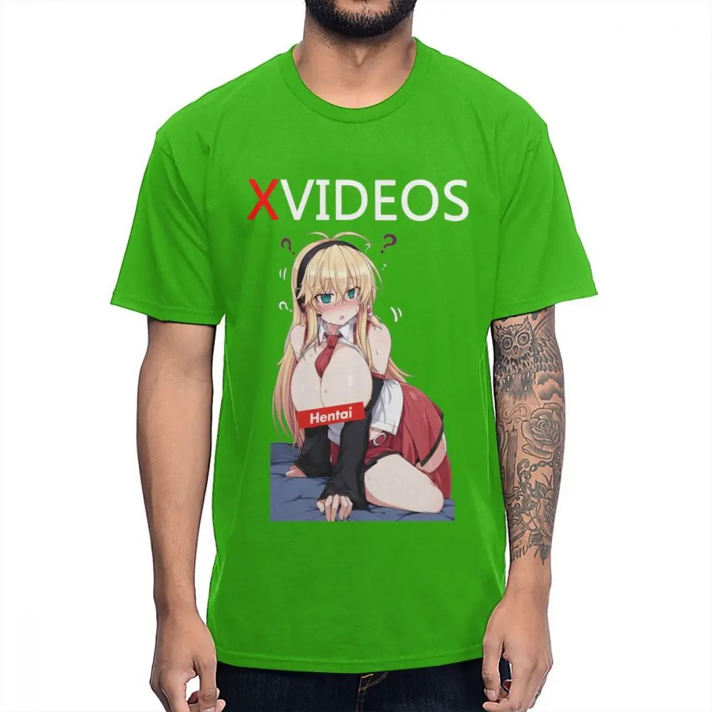 Xvideo Hentai Ahegao сексуальная девушка футболка для мужчин Новое поступление Camiseta хлопок S-6XL футболка - Цвет: Зеленый