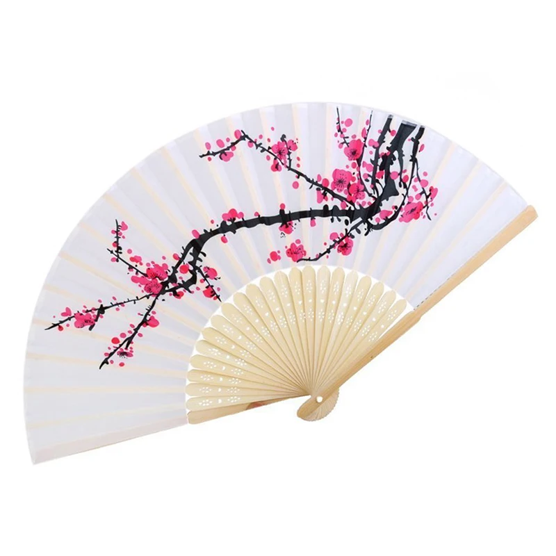 

10 pcs/lot 21cm Silk Hand Fan Delicate Cherry Blossom Design Silk Folding Fan Favors Chinese Craft Fan Holloween Party DIY Favor