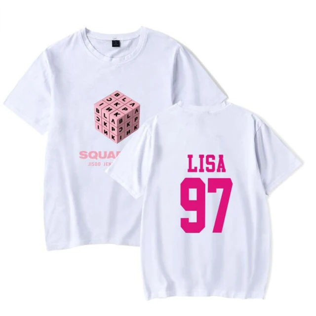 New Kpop BLACKPINK LISA The Same Cotton T Shirt Women Black Pink O Neck ...