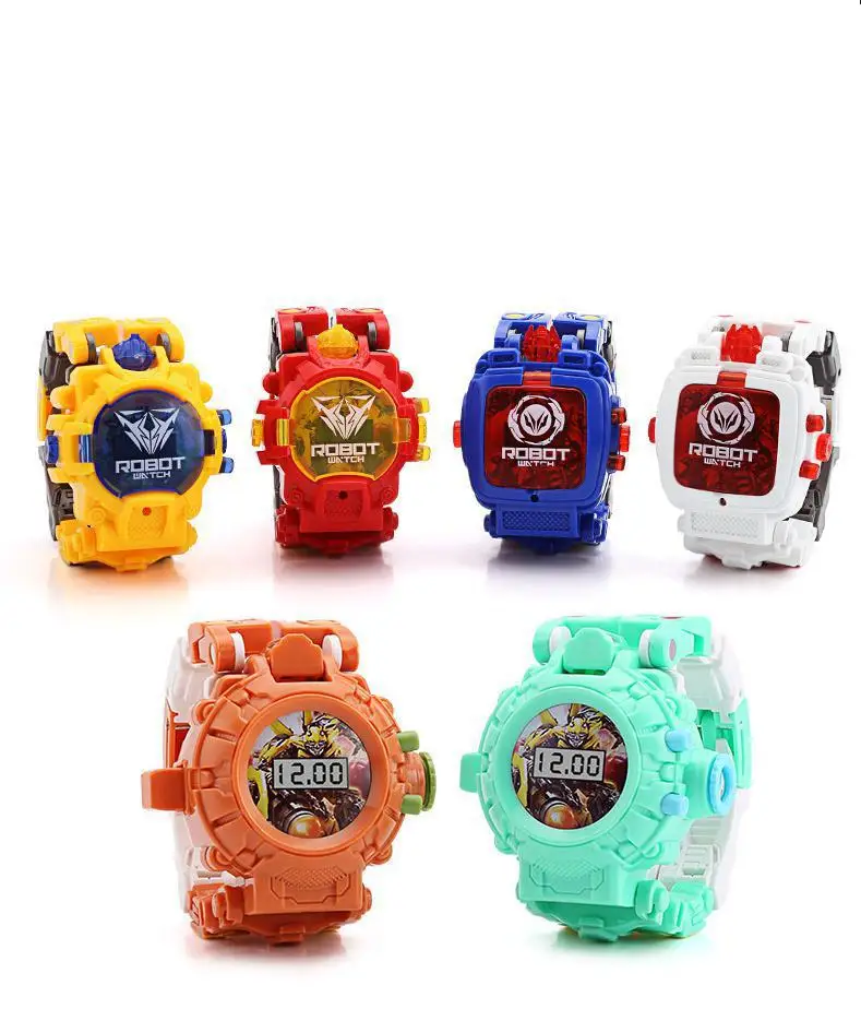 Transformação dos Desenhos Relógio de Pulso Relógio para o Menino Relógio de Brinquedo Animados Brinquedo Criativo Robô Eletrônico Crianças Deformar Esporte Presente Natal 1 brinquedo criativo robô eletrônico relógio para o