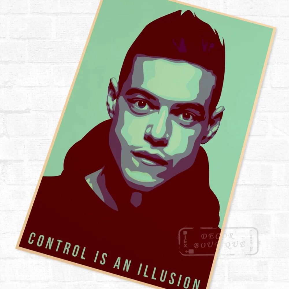 

Control is an illusion Mr. Robot Poster Vintage Retro Canvas Painting DIY Wall Stickers Home Posters Art Bar Decor Gift