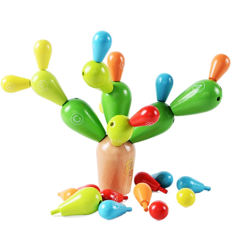 Детские деревянные игрушки Разборка сплайсинга кактус строительные блоки игрушки Ранние обучающие буквы кактус DIY руки
