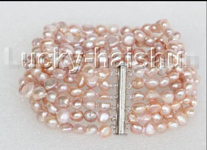 

FREE SHIPPING HOT sell new Style >>>>8" 8mm 6row Baroque purple pearls bracelet magnet clasp j11124