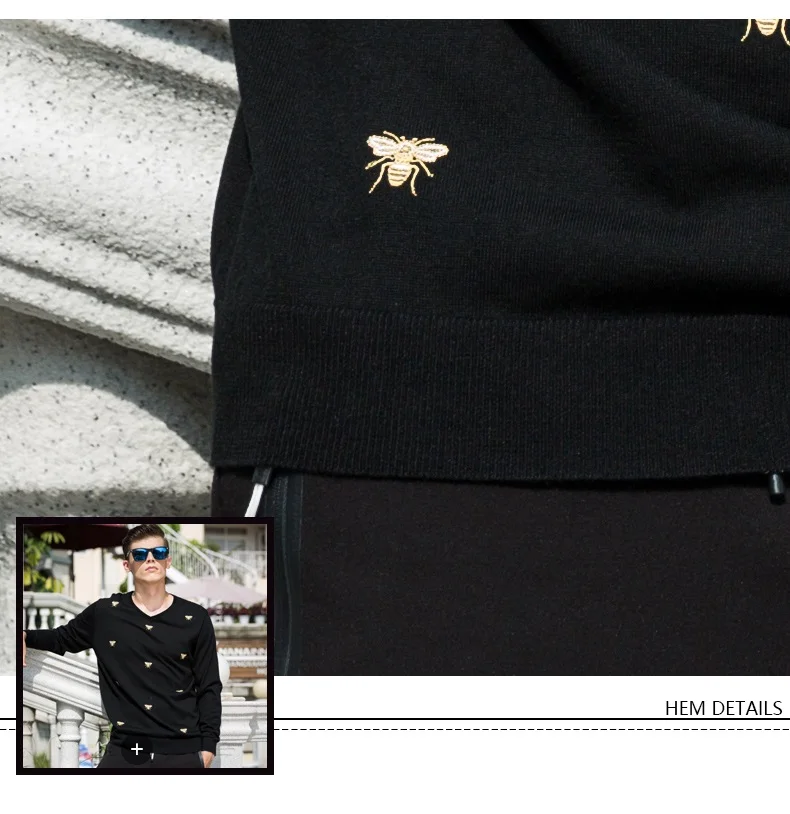 AIRGRACIAS Горячая мужские модные тонкие шерстяные трикотажные свитера высокого качества мужские повседневные пуловеры с вышивкой животных размер m-xxxl
