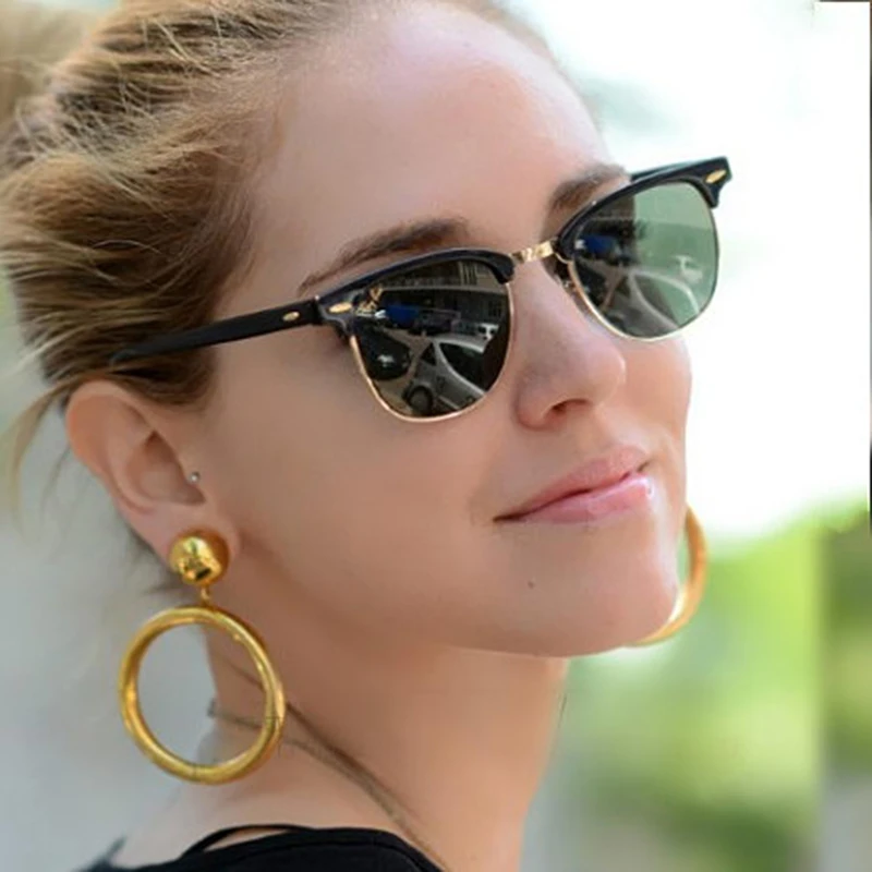 WHOCUTIE Classic Mezza frame Clubmaster Occhiali Da Sole Donna In Metallo  Senza Montatura Semi Origine Stile della Stella Master Occhiali Da Sole  Maschili Occhiali Gafas Mujer|sun v490|glasses myopiaglasses for small  faces -