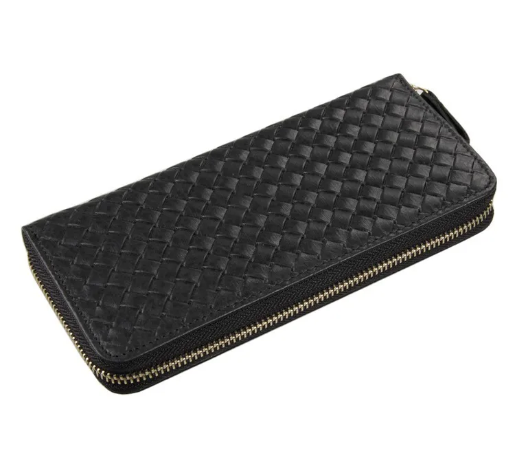 

8067A Fashion larger capacity 100% Real Genuine Leather Purse Wallet black color