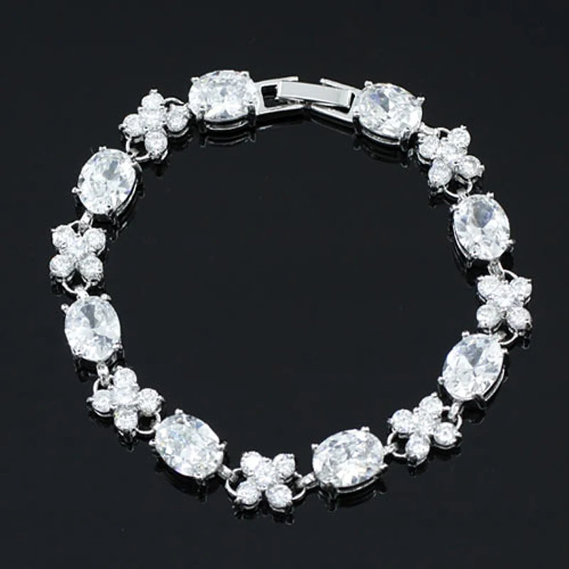 16 карат овальным вырезом CZ браслет CSB142