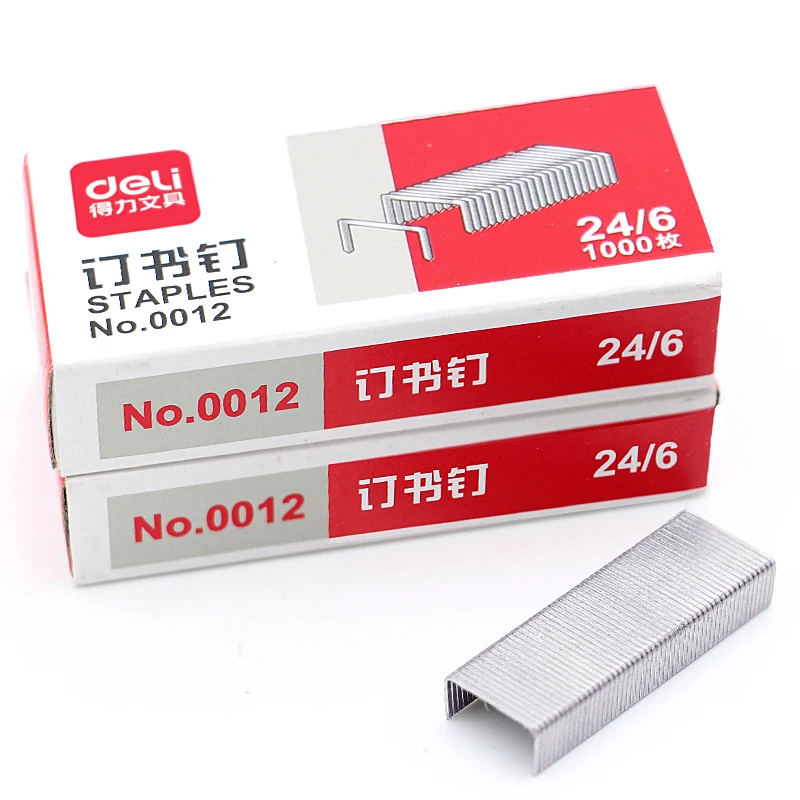 Deli 1000pcs/box Staples Metal Staple 24/6 For Stapler Silver Normal