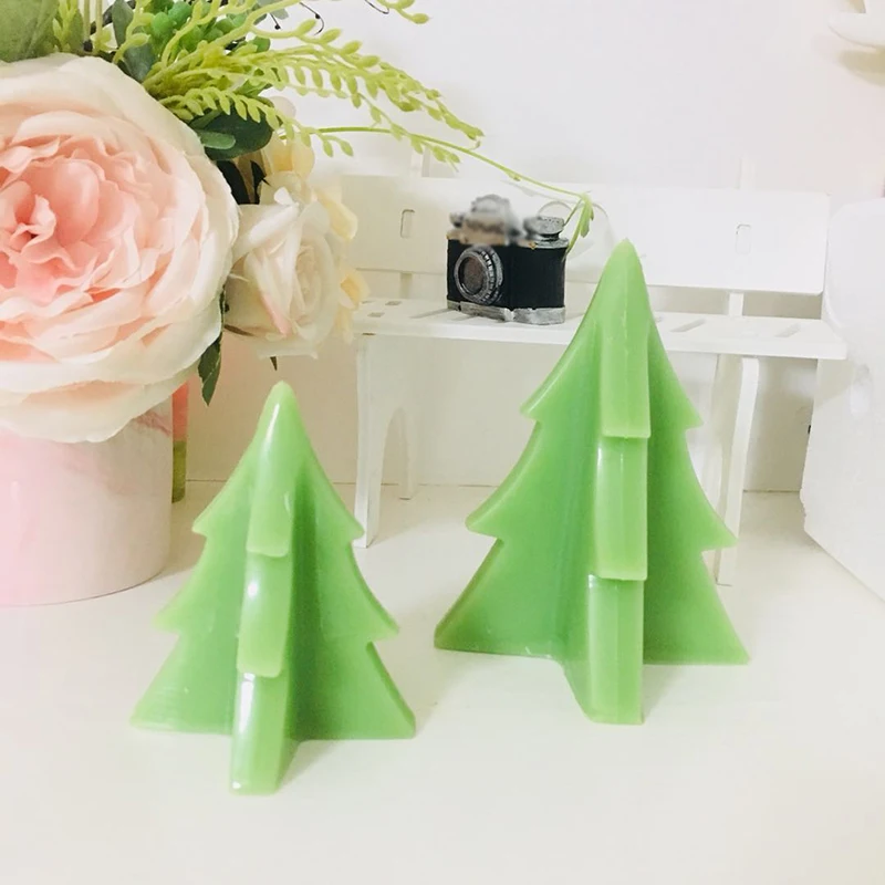 1pcs Cross Shape Christmas Tree Candle Plastic Mould DIY Manual Mold Reusable for candles soap cakes chocolate jelly molds