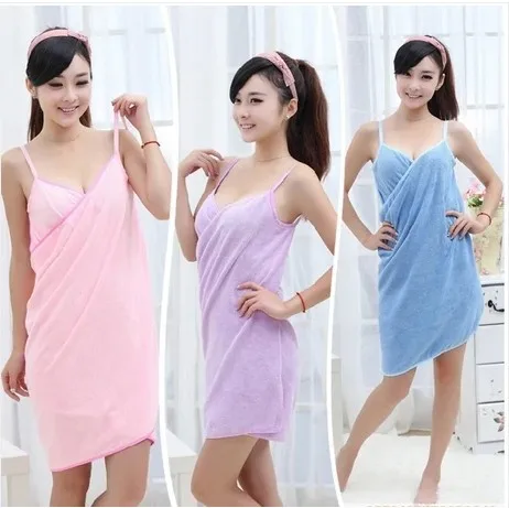 

1PCS 70x140cm Microfiber Wearable Sexy Towel Bathrobe Fast Dry Wash clothing Wrap Women Bath towels robe de plage beach dress