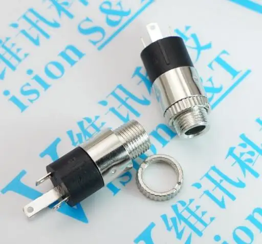

Free shipping 100PCS PJ-392 3.5MM Headphone socket with nut female connector for Audio video copper