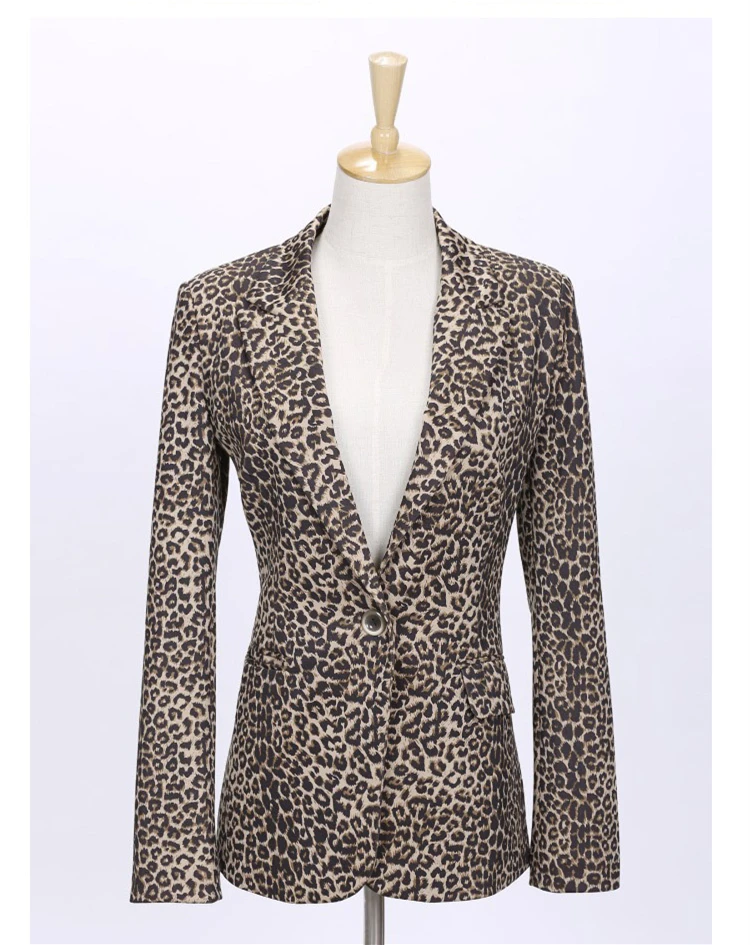 Новейший весенний женский модный Блейзер, приталенный костюм с леопардовым принтом, женский пиджак на одной пуговице, верхняя одежда размера плюс, блейзеры, S-3Xl, J863