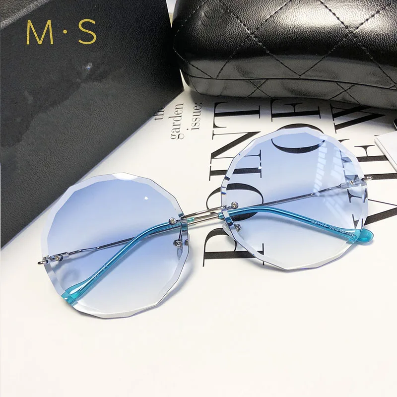 Круглые Солнцезащитные очки для женщин, большие очки,, градиентные, коричневые, розовые, без оправы, солнцезащитные очки для женщин, подарок, uv400 - Цвет линз: C03