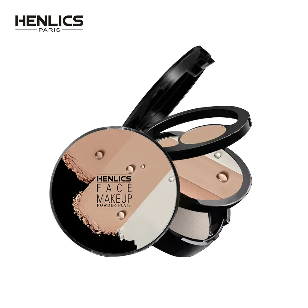 HENLICS Full Effect Foundation Makeup Powder Waterproof Whitening Shimmer And Matte 3 Colors Pressed Powder Make up Palette HENLICS Full Effect Foundation Makeup Powder Waterproof Whitening Shimmer And Matte 3 Colors Pressed Powder Make up Palette