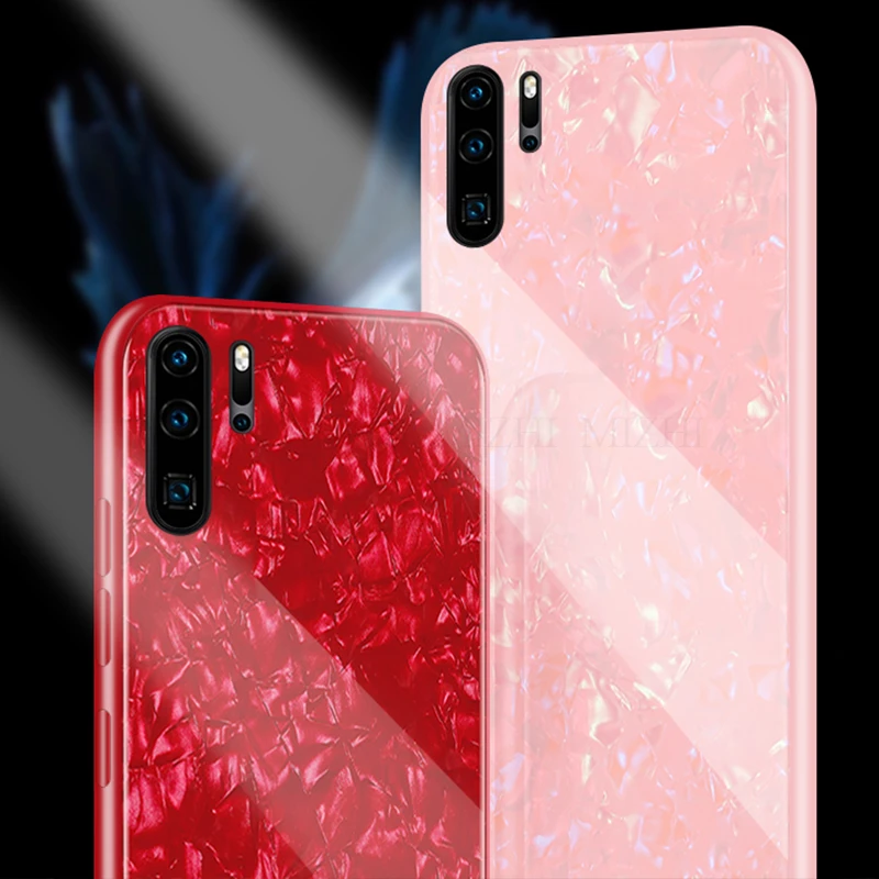 Tempered Glass Conch Shell Phone Case For huawei p30 Cover On For huawei p30 pro p 30 lite light p30pro 30pro Funda Coque capa