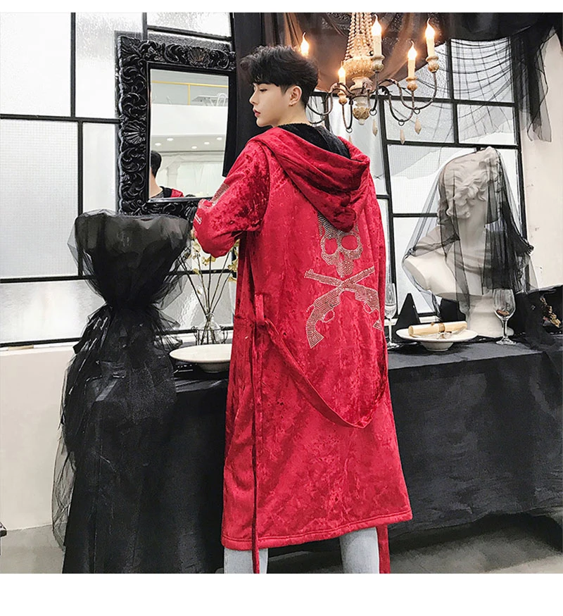 Male Trench Coat Men Black Long Punk Rave Steampunk  (3)