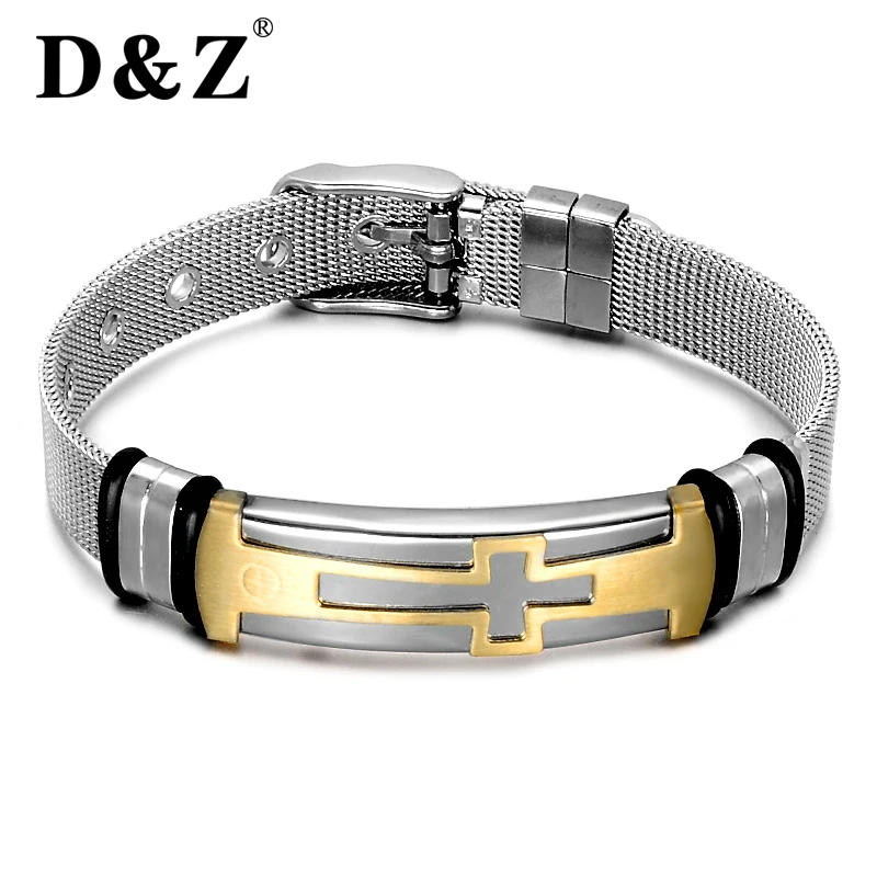 D&z Religious Gold Silver Wire Chain Jesus Crucifix Bangle Punk Rock