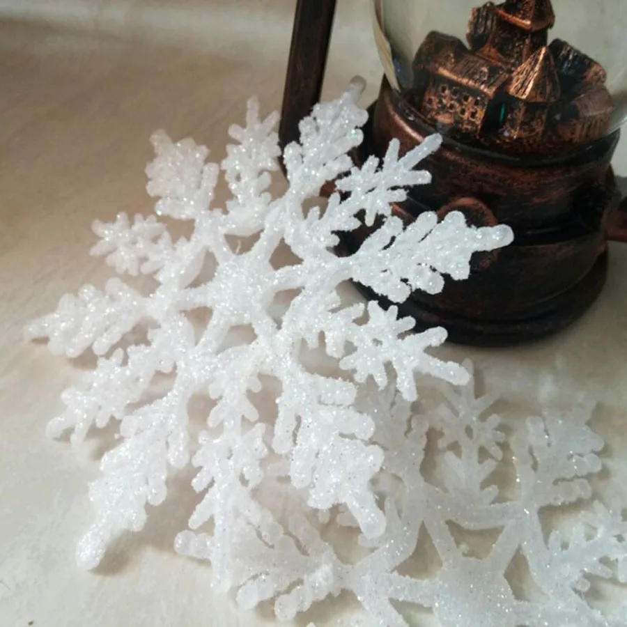 

7.5cm 10cm 12.5cm 15cm 18cm 30cm Plastic Snowflakes Christmas Tree Decoration Xmas Ornament Wedding Decoration Pendant for Home