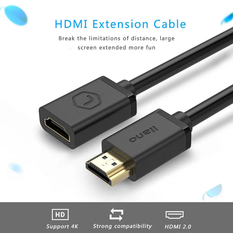 Llano 1,5 м HDMI удлинитель быстро скорость HDMI 2,0 мужчин и женщин Extender поддержка 3D 4 К к для HDTV проектор