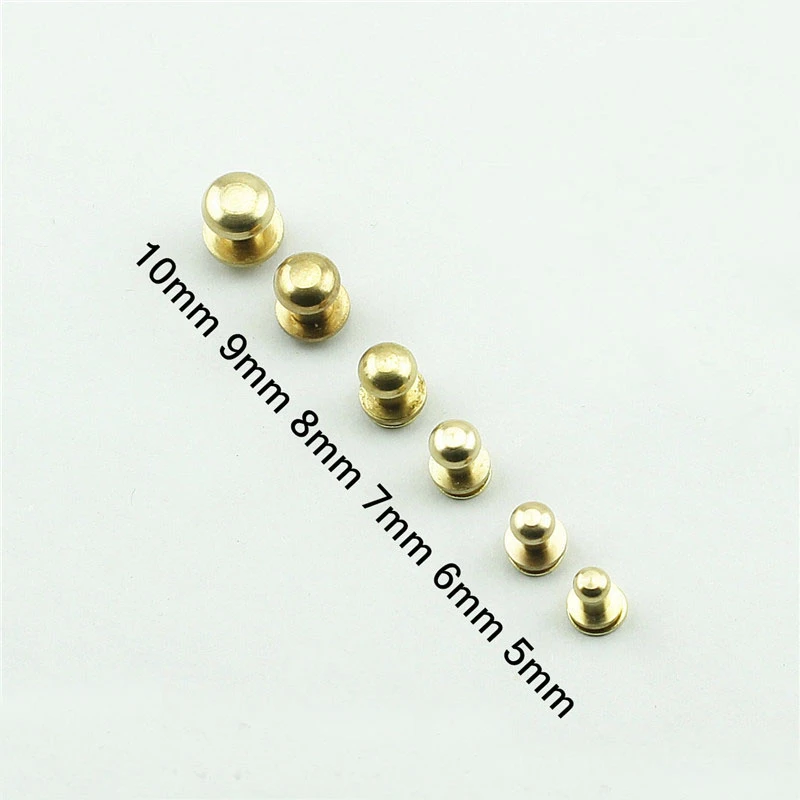 60pcs/Set 6 Size 5mm 10mm Antique Solid Brass Screw In Button Head