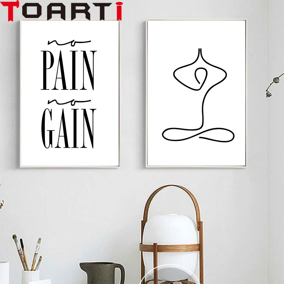 No Pain No Gain Fitness Quote Wall Art Print And Poster Fitness Yoga Quote Canvas Poster Prints Gym Wall Decor For Living Room Painting Calligraphy Aliexpress