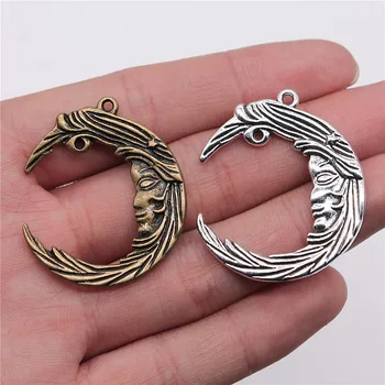 

WYSIWYG 3pcs 38x32mm Pendant Crescent Moon Face Double Sided Moon Face Connector Charm Pendants For Jewelry Making