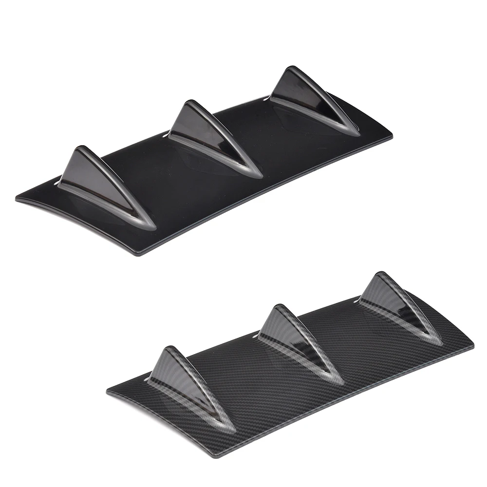 

Universal 23" x 6"/14" x 6" Auto Rear Bumper Lip Diffuser 3-5 Fin Carbon Look Gloss Black ABS Car Diffuser Fin Shark Style
