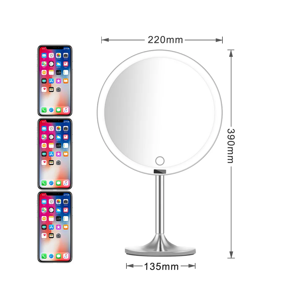  LED Touch Screen Light Makeup Mirror with 5X Magnifying Smart Sensor Desktop Vanity Mirror 8.5 inch - 33035672918