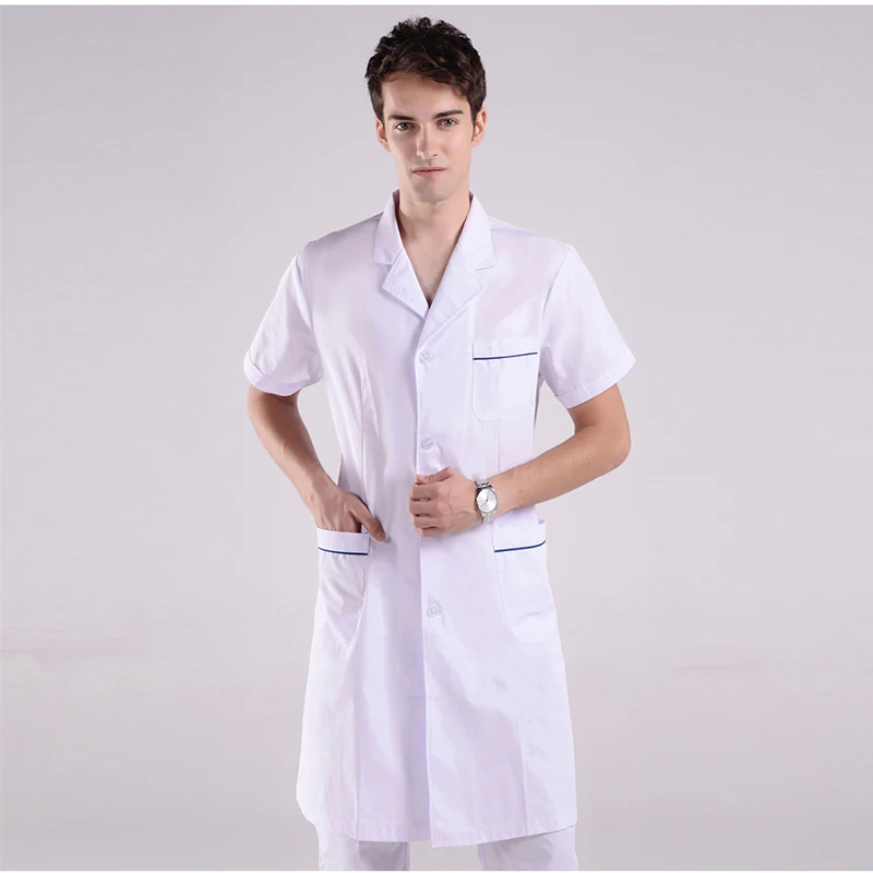 Viaoli белое пальто с короткими рукавами женский тонкий врач одежда мужские летние тонкие экспериментальной аптека униформа медсестры