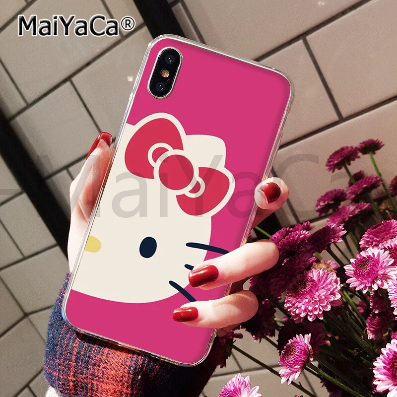 MaiYaCa милый розовый hello kitty черный ТПУ чехол для телефона чехол для iphone 11 pro 5Sx 6 7 7plus 8 8Plus X XS MAX XR - Цвет: A3