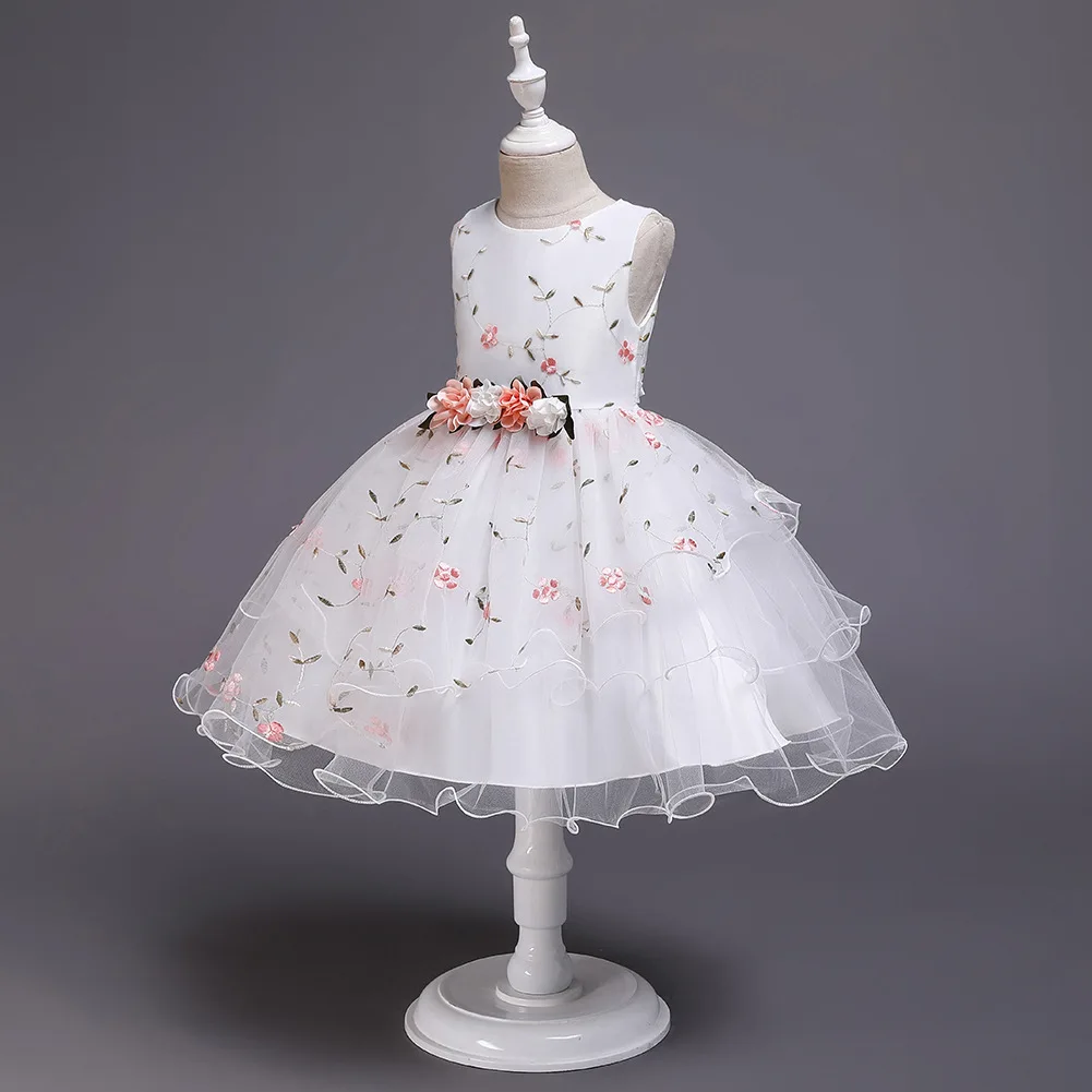 Нарядное платье с цветочным узором для маленьких девочек; детская одежда принцессы; рождественское многослойное платье-пачка для девочек на День Благодарения