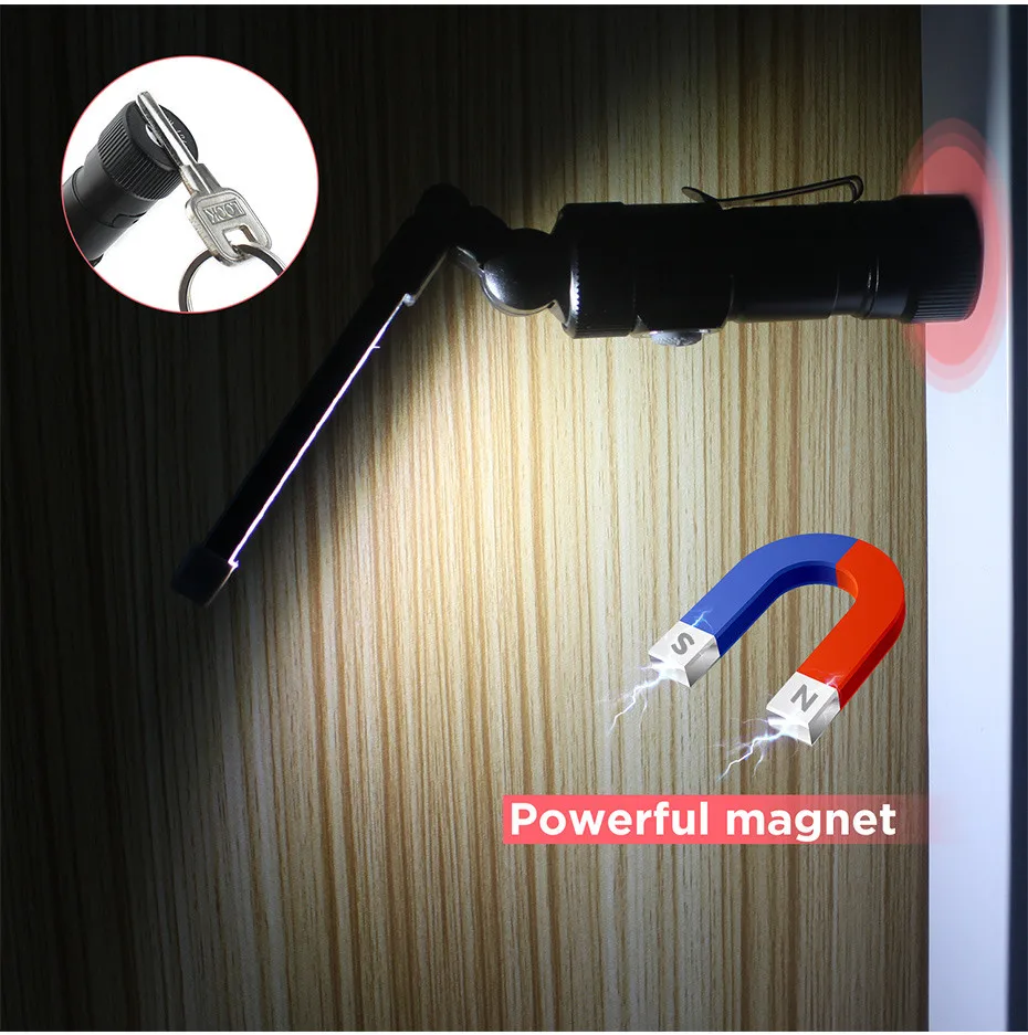 Магнитный светодиодный фонарик USB перезаряжаемая Рабочая лампа портативный 5 режимов Факел Lanterna Открытый Кемпинг подвесной крючок лампа