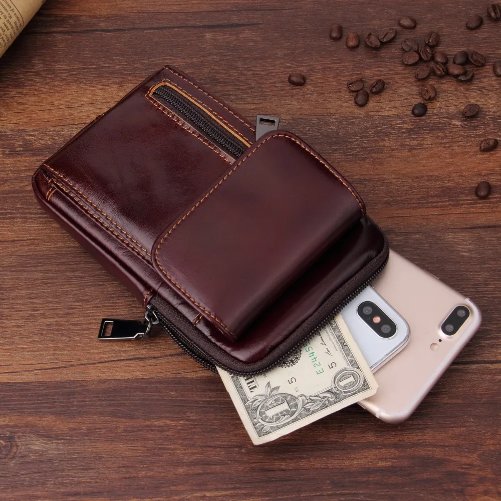 

Universal Phone Pouch Genuine Leather Case For HomTom HT16s C13 H5 S99i R17 C8 S17 C1 C2 H10 S99 HT70 Cover With Card Pocket