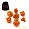 Bescon Glowing Halloween Polyhedral Dice 7pcs Set, Luminous Halloween RPG Dice Set, Glow in Dark Halloween DND Game Dice 3