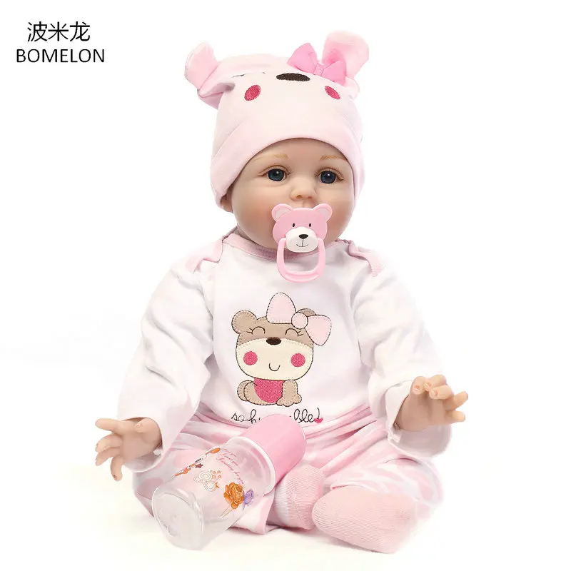 

55CM Baby Reborn Doll 22 inch Lifelike Girl Doll Soft Cloth Body Brinquedos Kids Toy Boneca Reborn Birthday Gift for Girls