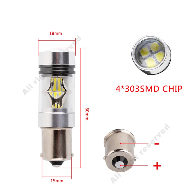 2 шт. 1156 BA15S высокое Мощность 3030 20SMD P21W R5W светодиодный лампы вождение автомобиля задний фонарь стоп-сигнал заднего хода Автомобильные стояночные огни 6000 К белый свет 12 V-24 V