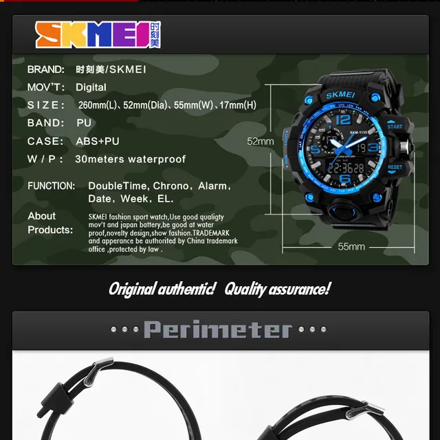 SKMEI Top Marka Sport Watch mężczyźni Military Digital zegarki 5Bar wodoodporne Dual Display zegarki na rękę Relogio męski 1155 tanie i dobre opinie Quartz Wristwatches Klamra Okrągłe Chronograph Stop Watch Week Display Swim Alarm Complete Calendar LED display Shock Resistant Multiple Time Zone Water Resistant Back Light SKMEI Top Marka Sport Watch mężczyźni Military Digital zegarki 5Bar wodoodporne Dual Display zegarki na rękę Relogio męski 1155 tanie i dobre opinie Quartz Wristwatches Klamra Okrągłe Chronograph Stop Watch Week Display Swim Alarm Complete Calendar LED display Shock Resistant Multiple Time Zone Water Resistant Back Light