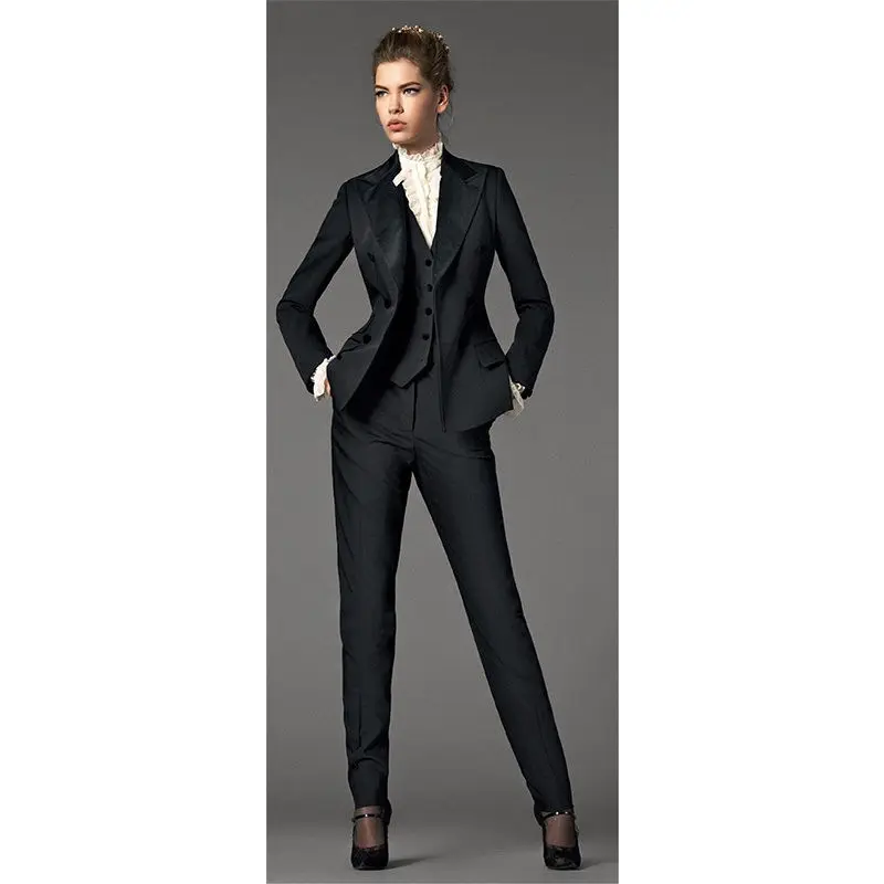 Новые модные черные дамские осенне-зимние официальные костюмы женские деловые костюмы офисные униформы смокинги для интервью B176