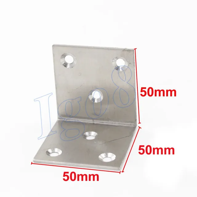 5pcs Stainless Steel Straight Angle Bracket 50mm 6 Holesin Corner