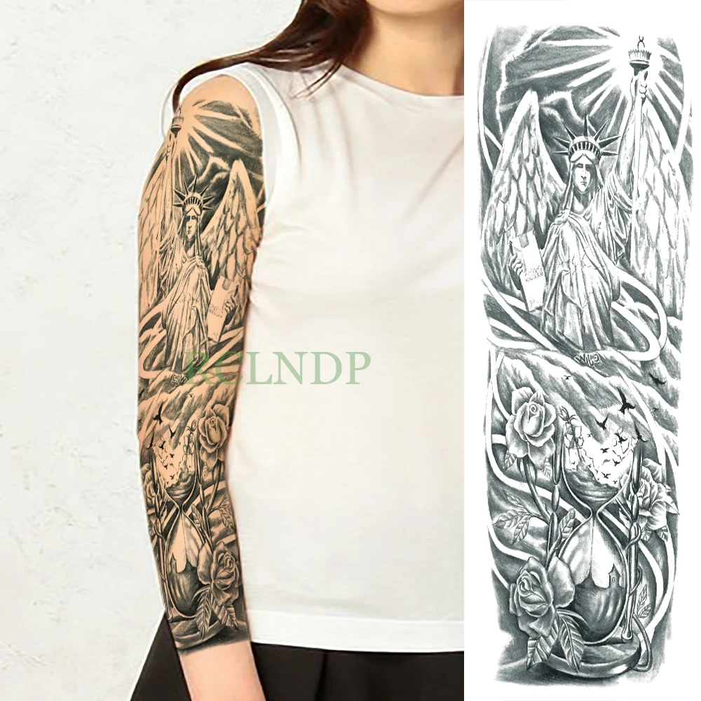 Tatouage Statue De La Liberté Autocollant de tatouage temporaire Statue de la liberté, imperméable,  oiseau Rose, bras complet, faux tatouage, grand flash, manches pour hommes,  femmes et filles | AliExpress