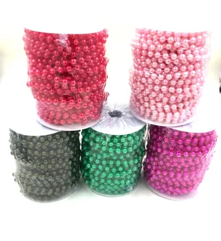 

5Rolls 20Meters Beads Size 8MM Artificial Pearls Chain Bead Plastic Garland Rope Wedding Party Christmas Home Hanging Decoration