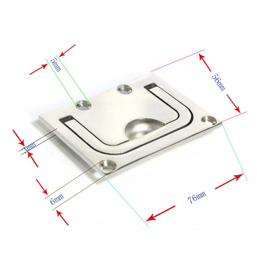 Boat Pull Hatch Latch Lift Ring Handle Flush Mount Stainless Steel Boat Parts Accessories 76 x 56mm 2.95 x 2.2 inches