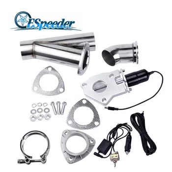 

ESPEEDER 3.0" Exhaust Catback Downpipe Exhaust System Cutout Electic Cut Valve Out Car Complete Installations With Manual Switch